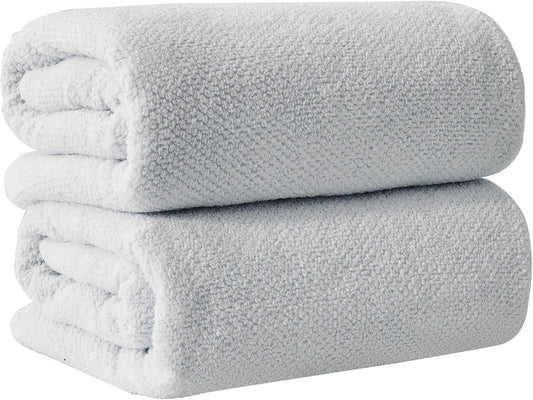 Light Grey Bath Sheets - 100% Cotton Oversized 2 Pack 68x35 Extra Large Towel Set - Absorbent, Quick-Drying, Durable Oversized Bath Towel for Bathroom Décor