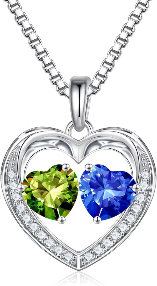 Iefil Birthstone Jewelry for Women - 925 Sterling Silver Birthstone Necklace, Anniversary Birthday Gifts for Women, Jewelry Gifts for Her Wife Mom Daughter