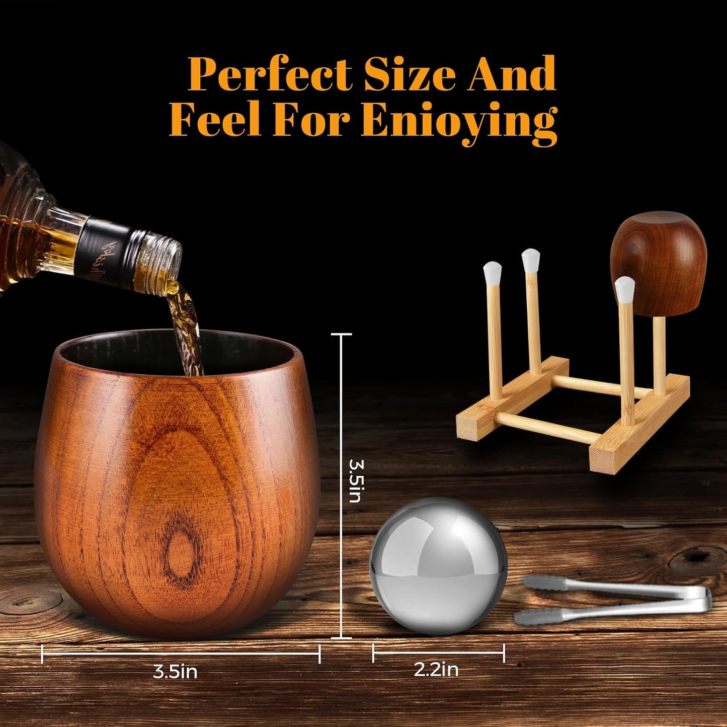 Enlarged Charred Wooden Bourbon Drinking Glass, Smoky Wood Whiskey Glasses, Bourbon Gifts for Men, Anniversary Birthday Gifts(1 Pack)