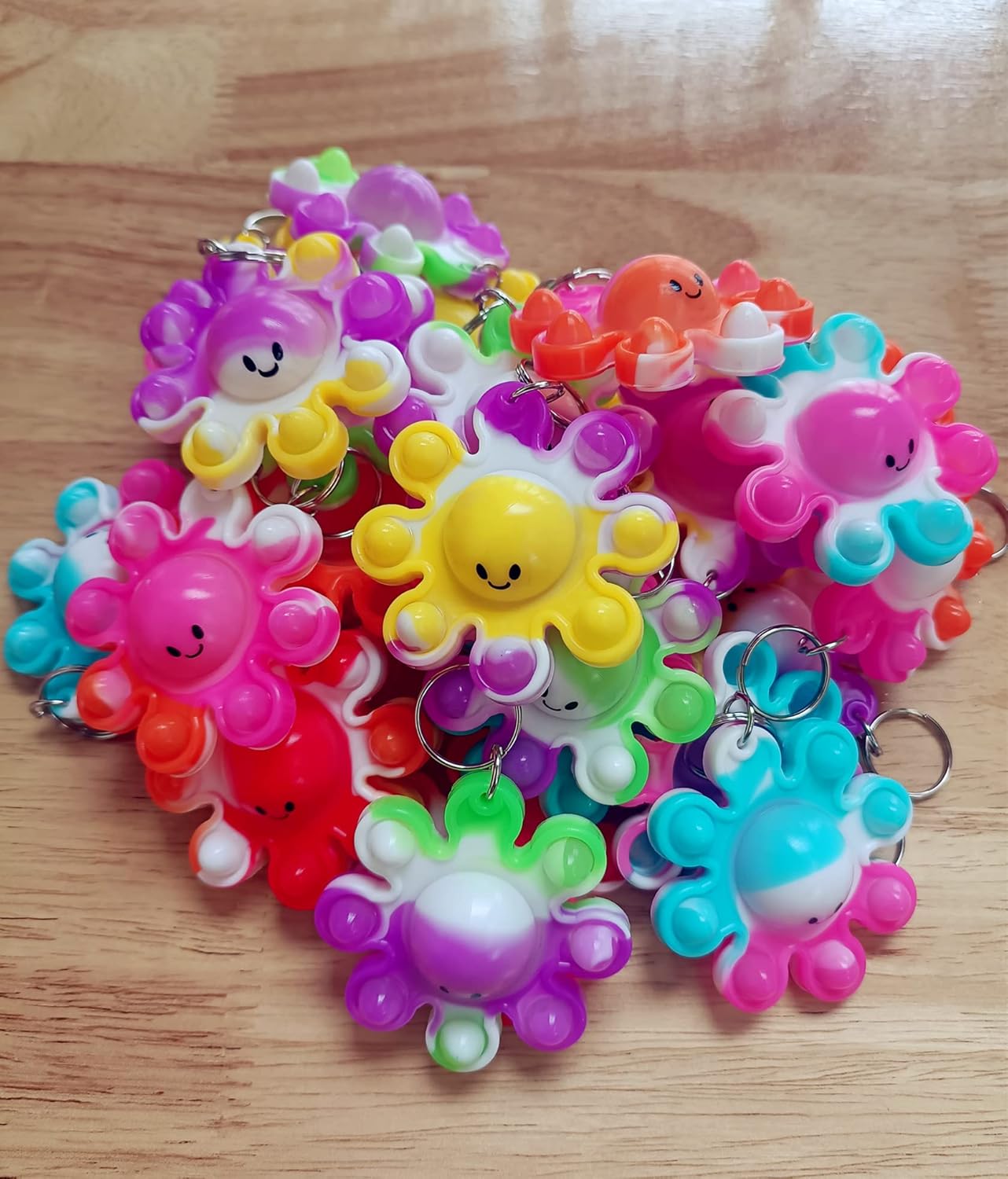 30 Packs Bulk octopus Mini Pop Keychain,Birthday Party Favors Supplies Fidget for Kids, Smmuer Student Prizes Gifts