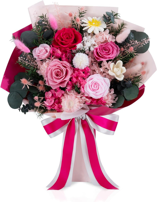 Flowers for Delivery Preserved Flower Fresh Bouquet Forever Flowers Birthday Gifts for Women Mom Anniversary Pink Real Rose Gifts for Grandma Sister Wife Her from Daughter Home Wedding Decor