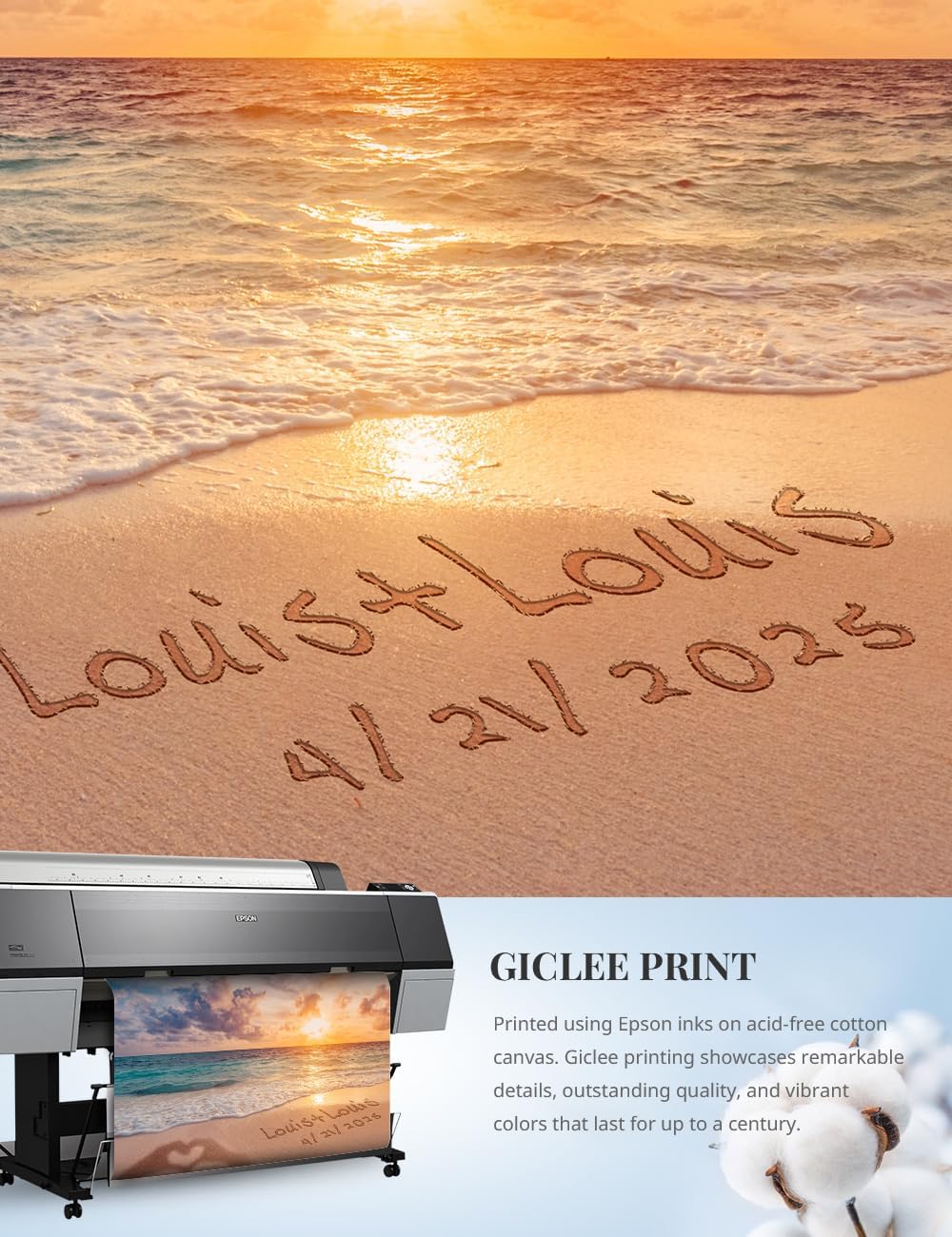 IPIC - "Forever Together Personalized Canvas Wall Art, Custom Beach Scene with Name and Date in Sand, A Personalized Gift for Couple, Wedding, or Anniversary, Coastal Home Decor, Ready to Hang