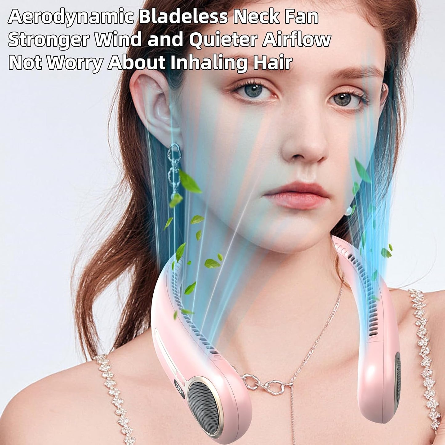 Portable Neck Fan,Gift Ideas,Personal Wearable Bladeless Fan,360° Cooling,LED Display,4-Speeds,6000mAh Rechargeable,Powerful Wind,Outdoor Travel Camping,Birthday Gifts for Men Women Dad Mom (Pink)