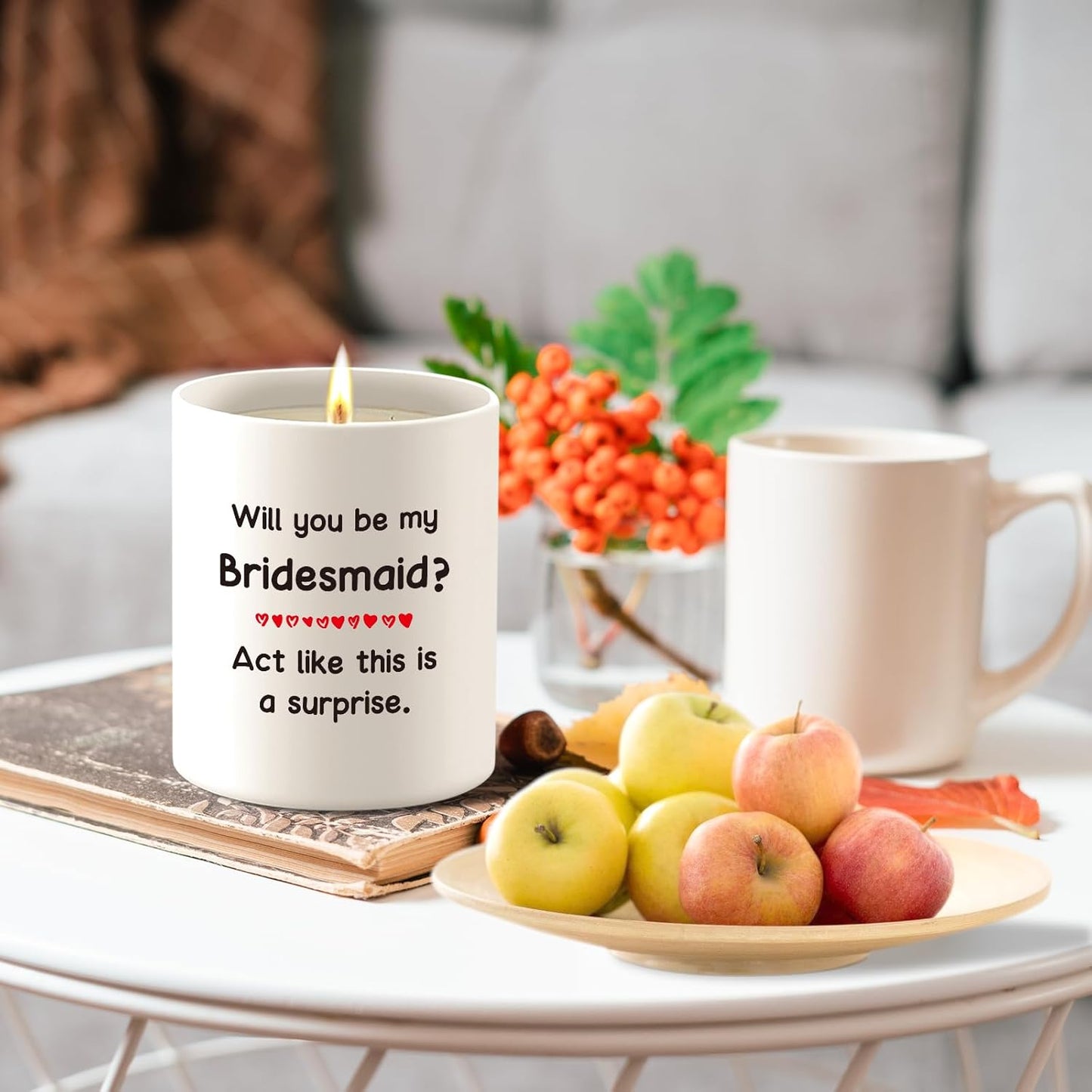 Bridesmaid Gifts from Bride, 10oz Bridesmaid Proposal Gifts for Wedding Bridal Party Bachelorette, Maid of Honor Gift from Bride, Funny Bridesmaid Candle for Valentine’s Day, Will You Be My Bridesmaid