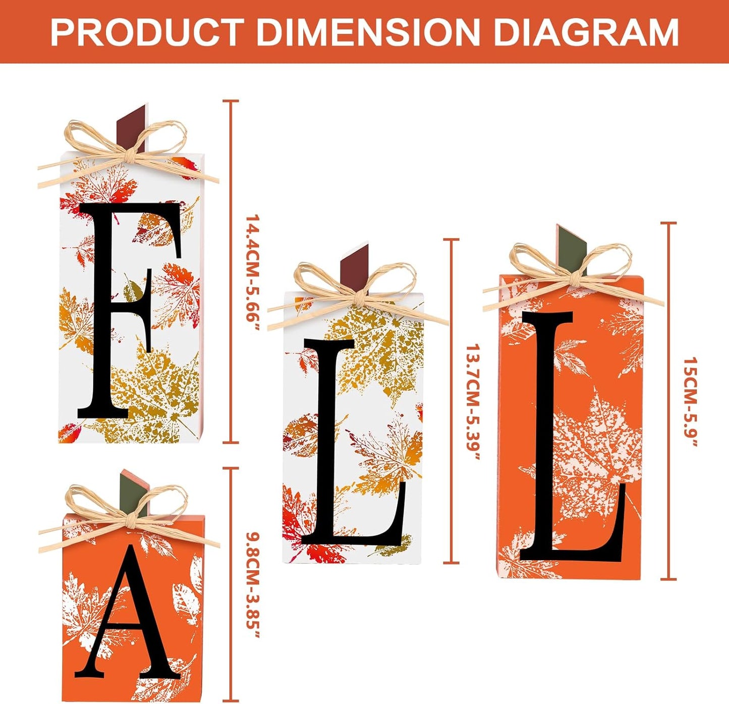 Super Holiday Fall Decor, 4 PCS Autumn Wood Sign Include Fall Lettered Block Tabletop Decorations, for Farmhouse Harvest Thanksgiving Home Office Indoor Party Decor.