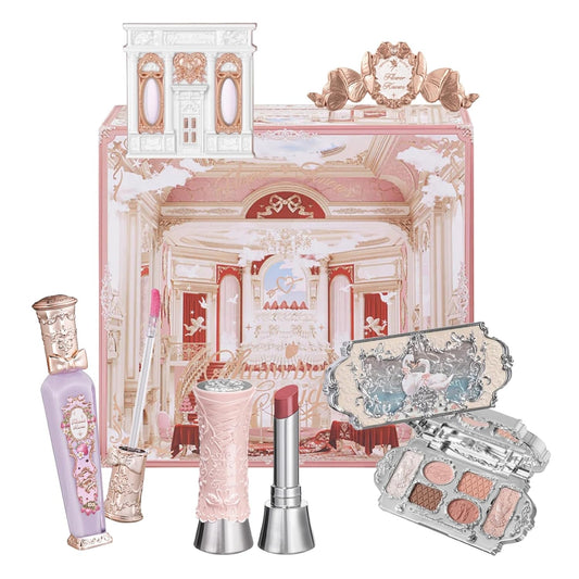 Flower Knows Swan Lake Treasure Makeup Box Set,6 Pack Makeup Box,Lip Gloss×1+Shine Lipstick×1+Eyeshadow×1+Hair Clip×1+Gift Box×1