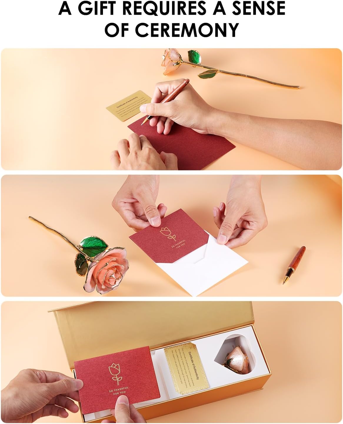 24K Gold Dipped Real Rose – Handpicked Real Rose Preserved in 24K Gold – Sweet, One-of-a-Kind Romantic Gift for Her – Ideal for Birthday, Anniversary, Mother’s Day, Valentine’s Day (Pink)