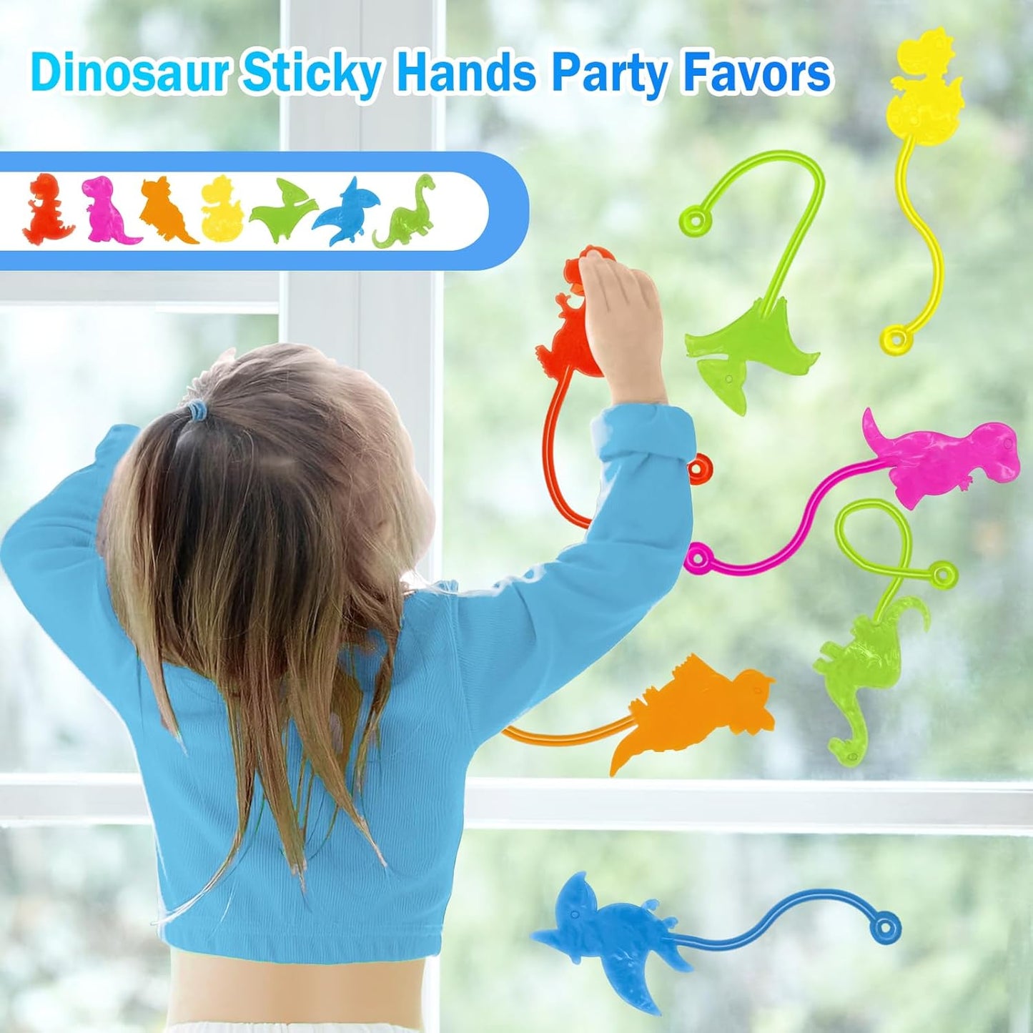 Dinosaur Sticky Hands Bulk 36 PCS Dinosaur Party Favors for Kids Stretchy Dino Sticky Hand Toy Goodie Bag Stuffers Fillers Treasure Box Toys for Classroom Prizes Carnival Birthday Party Supplies Gifts