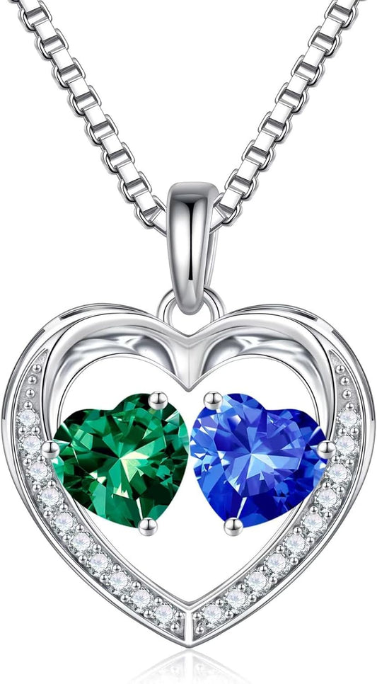 Iefil Birthstone Jewelry for Women - 925 Sterling Silver Birthstone Necklace, Anniversary Birthday Gifts for Women, Jewelry Gifts for Her Wife Mom Daughter