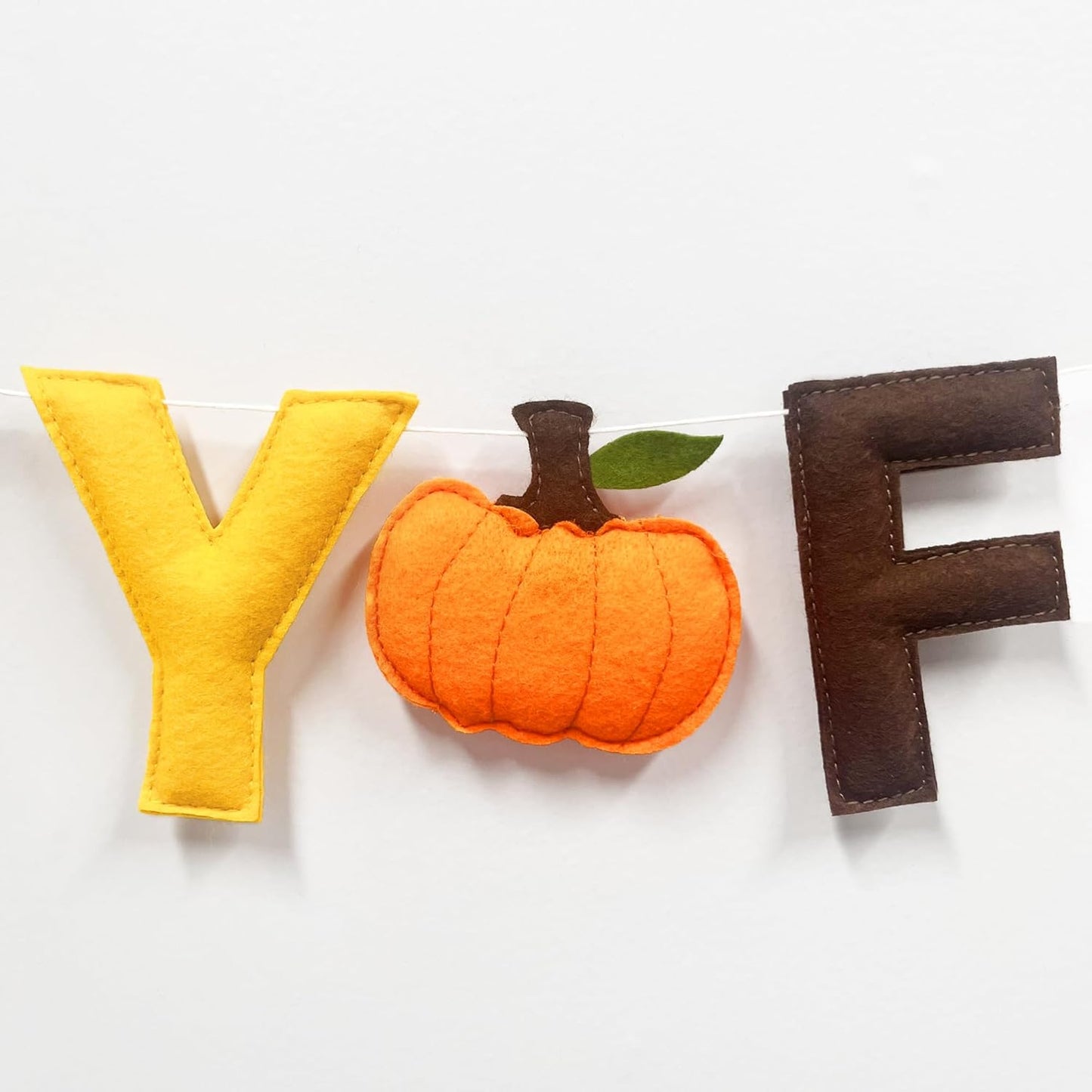 Fall Decorations Pre-Strung Handmade Felt Happy Fall Sign Pumpkin Banner Wool Felt Ball Garland for Autumn Thanksgiving Harvest Nursery Home Wall Decor Birthday Baby Shower Party Decoration Supplies