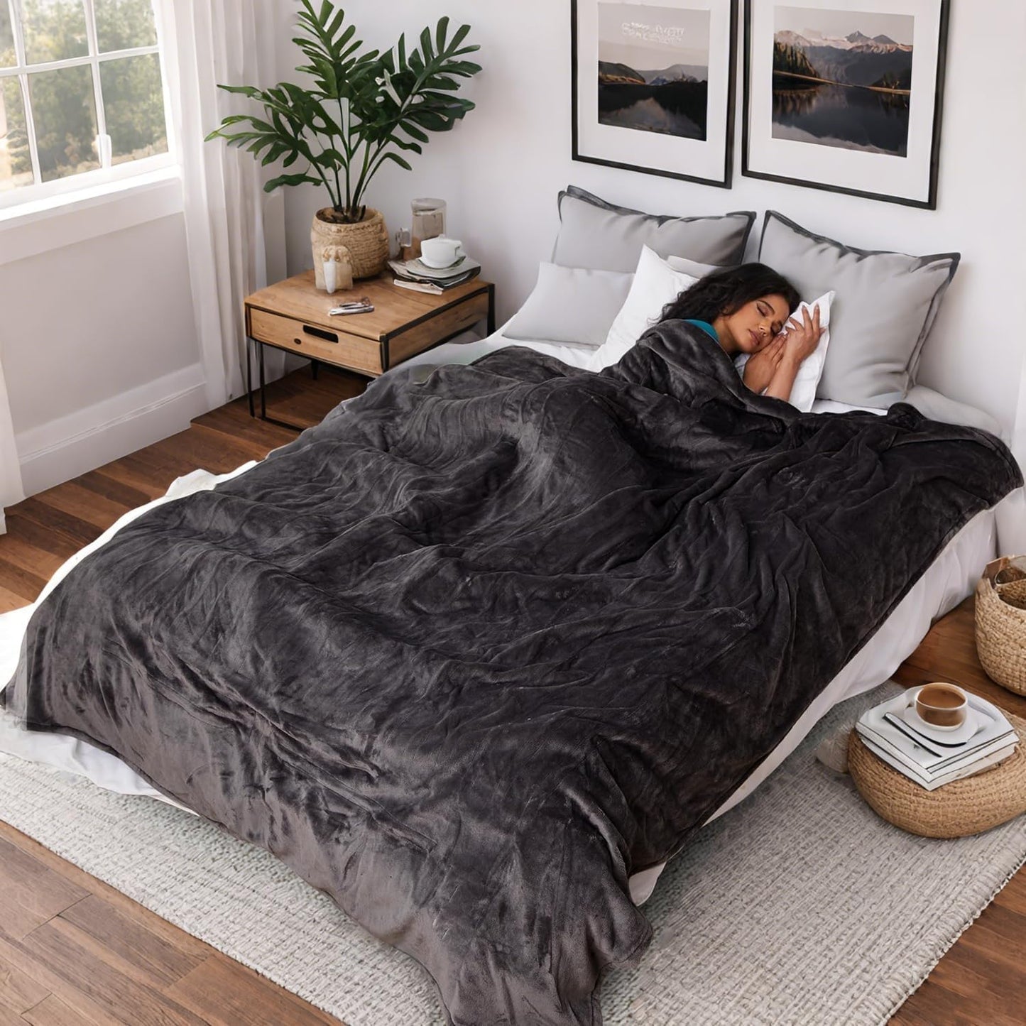 Heated Blanket Electric Blanket Full Size 72''x84'', Soft Flannel Heating Blanket with 10 Hour Auto Off - 5 Heat Settings - Machine Washable - Dark Grey