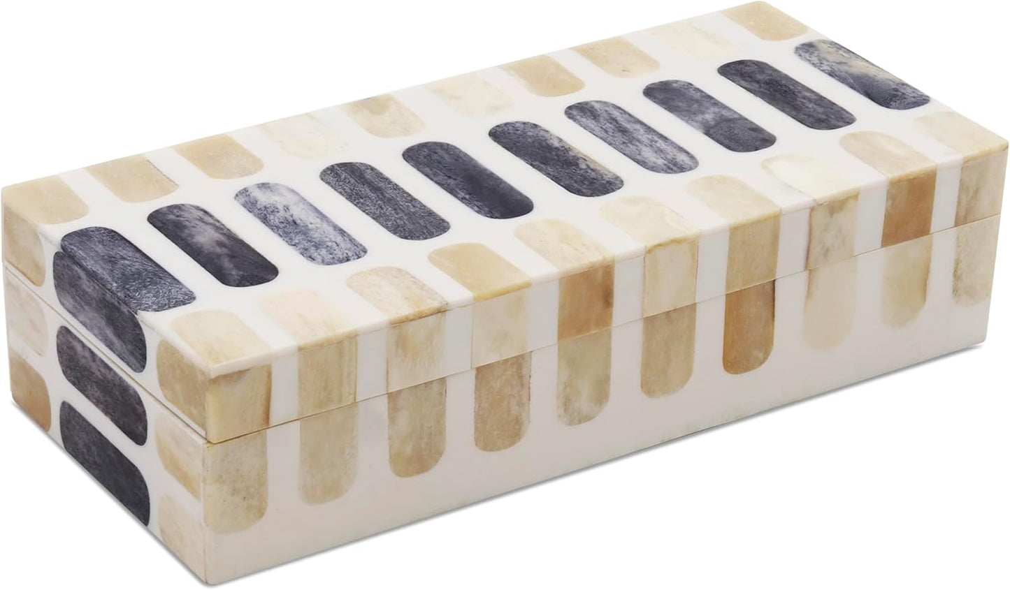 Handicrafts Home Handmade Patisserie Pattern Decorative Box - Storage Organizer, Decor Centrepiece, Memory Keepsakes, Home Decor - Boho Style Treasure Box, Multipurpose Gift - Caramel, 10x4.5x2.5