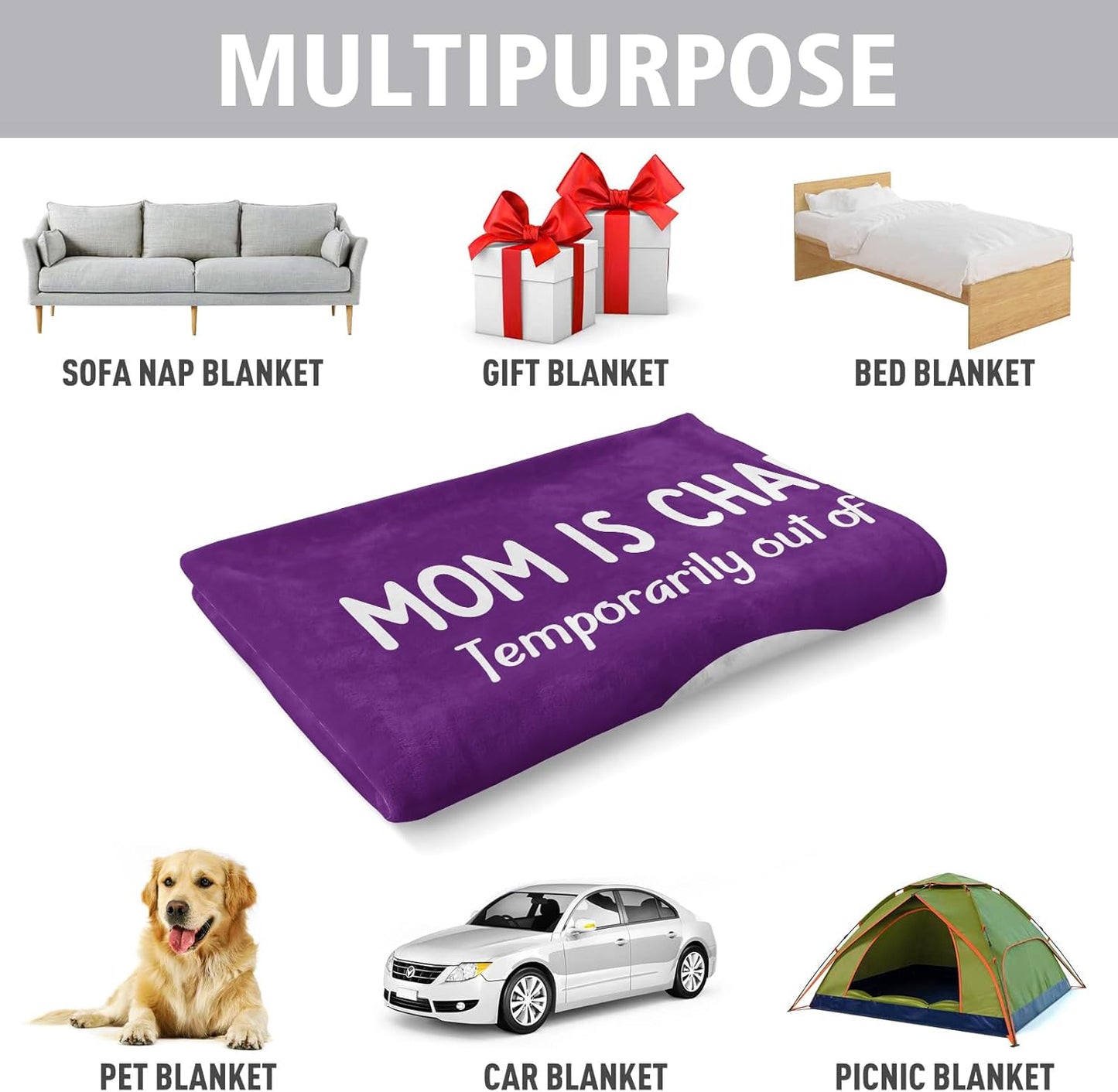 Craftique Gifts for Mom Birthday Christmas- Funny Soft Mom is Charging Blanket- New Moms Gifts for Women, Practical Blanket Throw for Napping Travel, 80”×60”