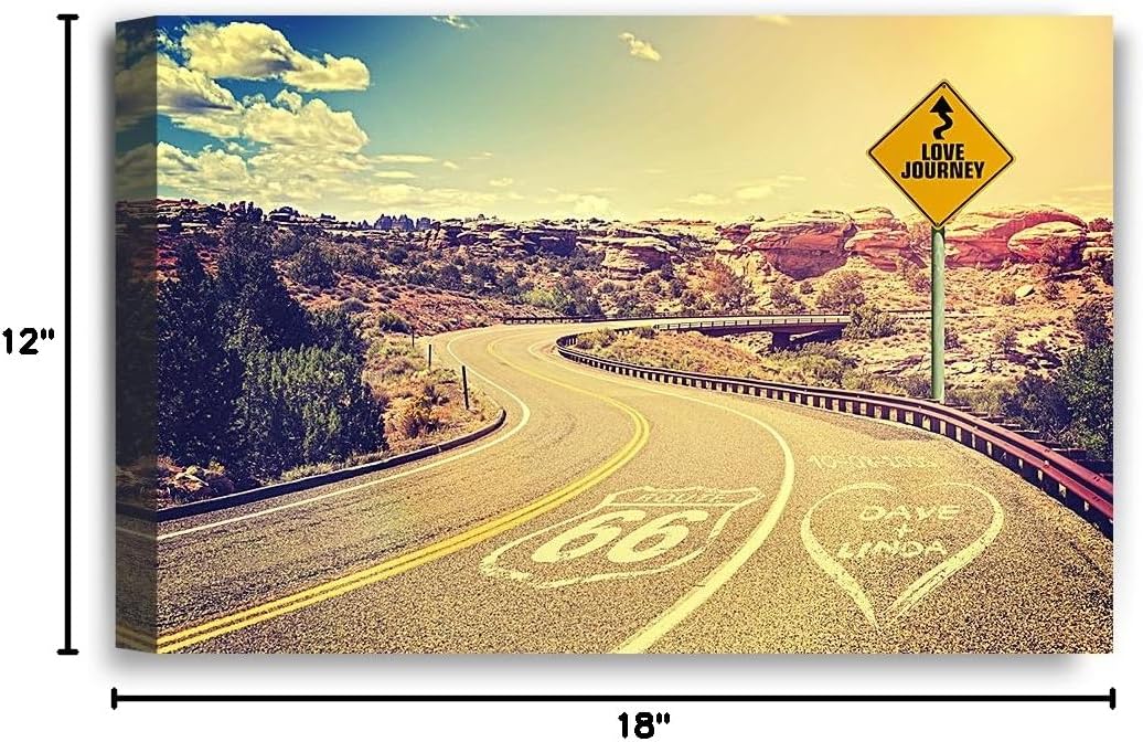 IPIC - Love Journey Personalized Canvas Print Artwork for Romantic Anniversary and Wedding gifts;18x12