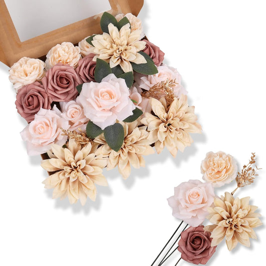 DEEMEI Artificial Flowers Rose Silk Mix Peony Daisy Hydrangea Fake Flowers for DIY Wedding Bouquets Combo Centerpieces Arrangements Party Bridal Baby Shower Home Decorations