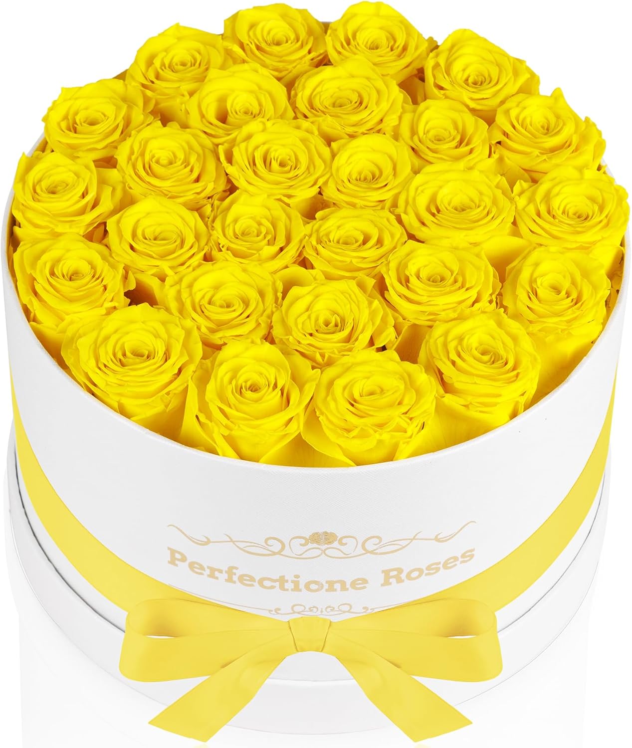 Perfectione Roses 27 Roses in a Box, Mothers Day Rose, Preserved Flowers for Her, Flowers for Delivery Birthday Gifts for Women (Yellow)