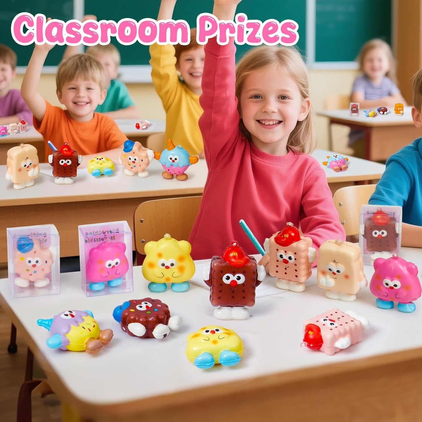 Winrayk Biscuit Squishy Toys Party Favors for Kids, 24Pcs Mochi Squishy Fidget Toys Bulk, Kawaii Stress Relief Birthday Goodie Bag Stuffer Boy Girls Pinata Filler Classroom Prize Easter Basket Stuffer