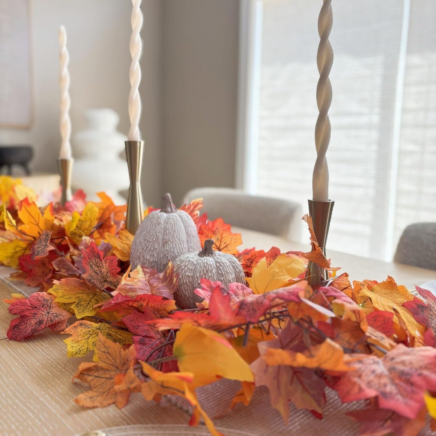 CQURE 30 Pack Fall Leaf Garland, Total 177Ft Artificial Fall Vines Autumn Garland Fall Maple Leaves Thanksgiving Decor for Home Wedding Fireplace Christmas