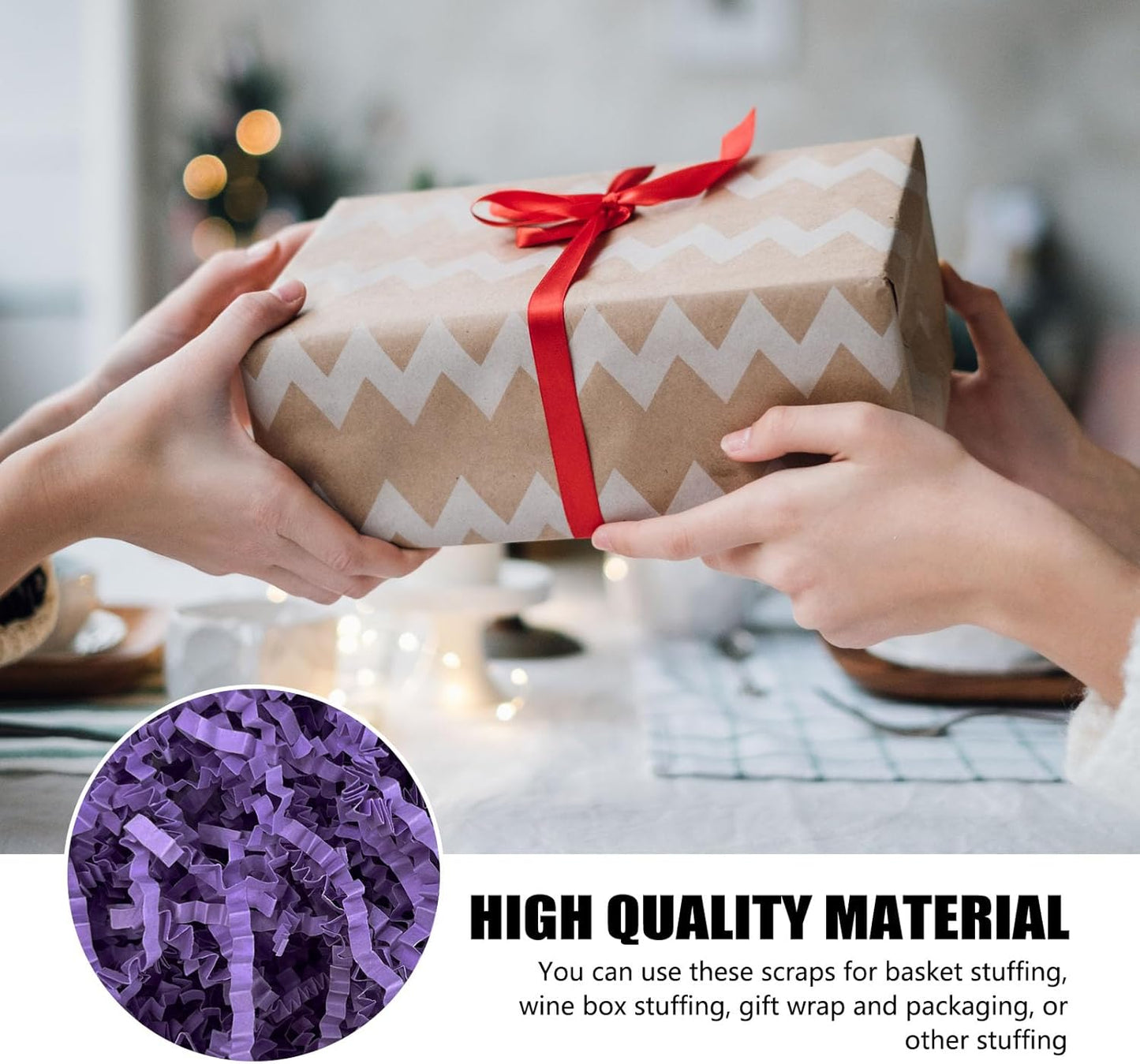 ZEBMOON 2 LB Purple Crinkle Cut Paper Shred Filler Great for Gift Wrapping, Basket Filling, Birthday, Wedding, Halloween, Thanksgiving, Christmas Day, New Year Party Decorations Filling Supplies