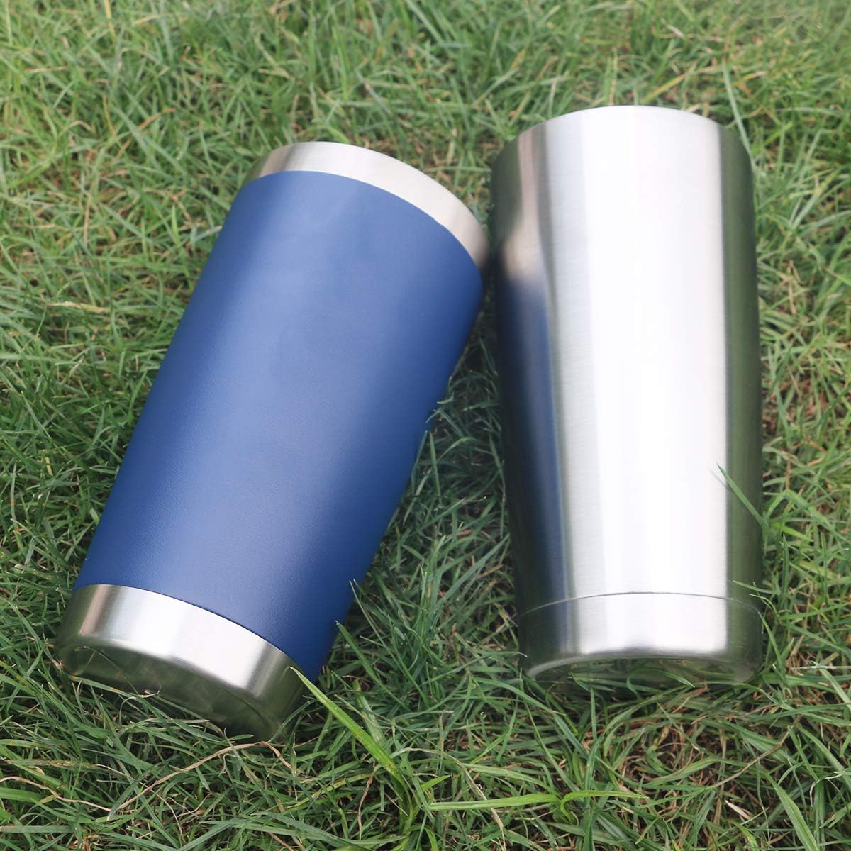 12 pack 20 OZ Double Wall Stainless Steel Vacuum Insulated Tumbler Coffee Travel Mug With Lid, Durable Powder Coated Insulated Coffee Cup for Cold & Hot Drinks (Silver, 12 pack)