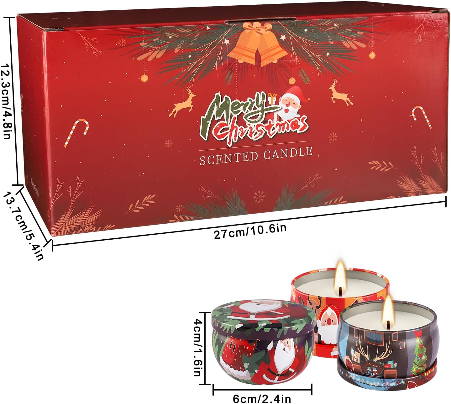 24 Packs Christmas Scented Candles Gift- Aromatherapy Candle-2.5oz Soy Wax-Long Lasting Burn time, Christmas Thanksgiving Gifts, Home Decor