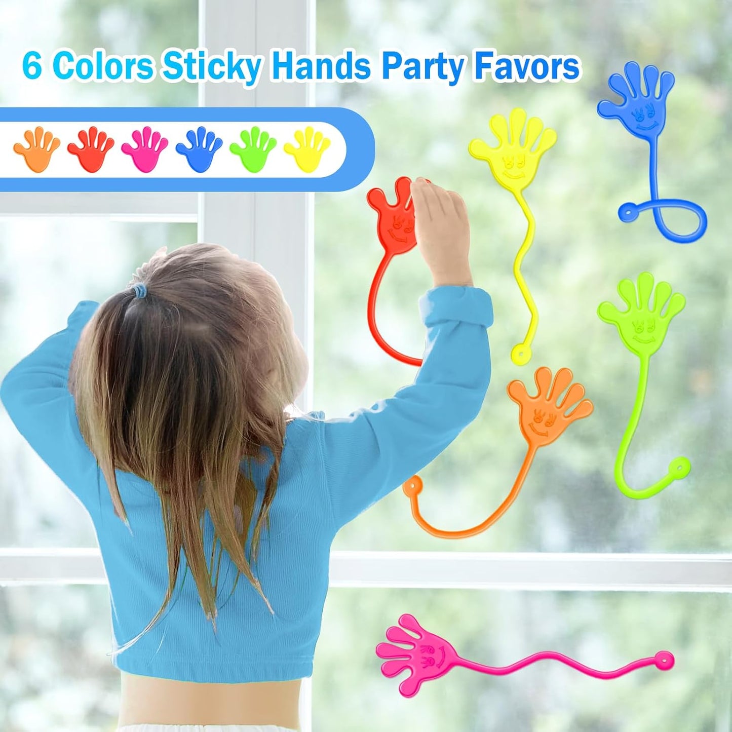 Sticky Hands Bulk 48 PCS Party Favors for Kids 4-8 8-12 Stretchy Sticky Hand Toy Halloween Goodie Bag Stuffers Fillers Treasure Box Toys for Classroom Prizes Students Gifts Birthday Party Supplies