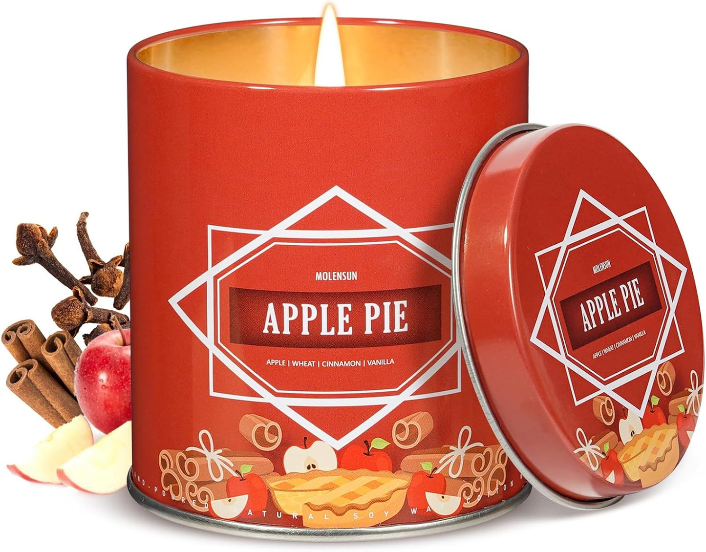 Fall Scented Candle – Apple Pie Soy Candle 9oz, 50 Hour Burn, Non-Toxic Autumn Decor, Holiday Gift for Women & Men