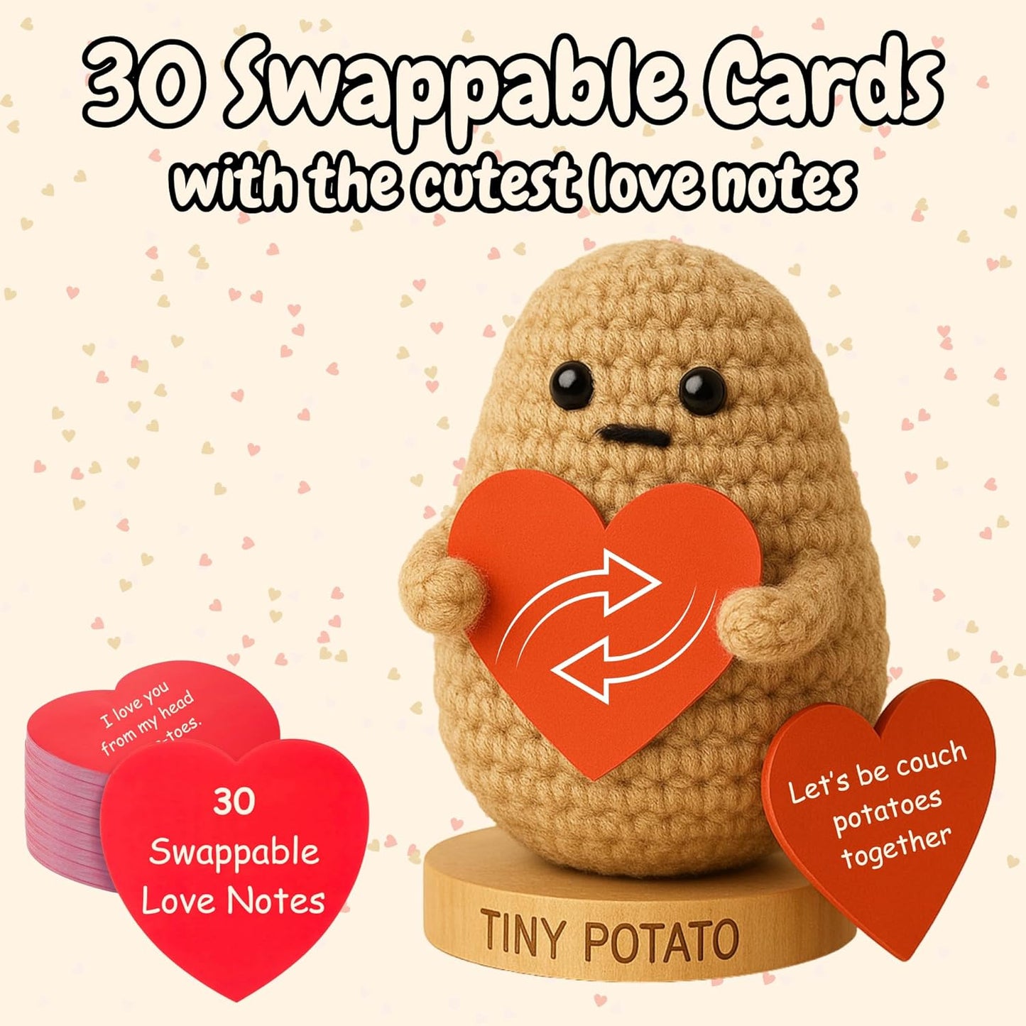 The Cutest Romantic Gift for Men - Potato Crochet Doll with 30 Signs - Couples Gifts for Him for Birthday, Anniversary, Engagement, Valentines Day, Christmas - Birthday Present for Husband Boyfriend