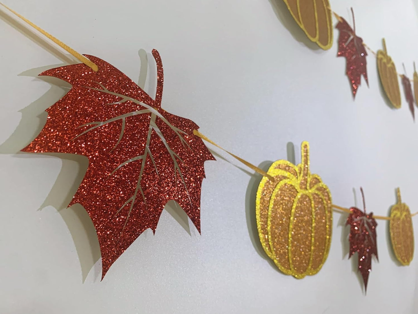 Fall Decorations Home Thanksgiving decor - Happy Fall and Blessed Grateful Thankful Banner with Pumpkin Maple Leaves Sign Garland Banner(Pre-Strung)