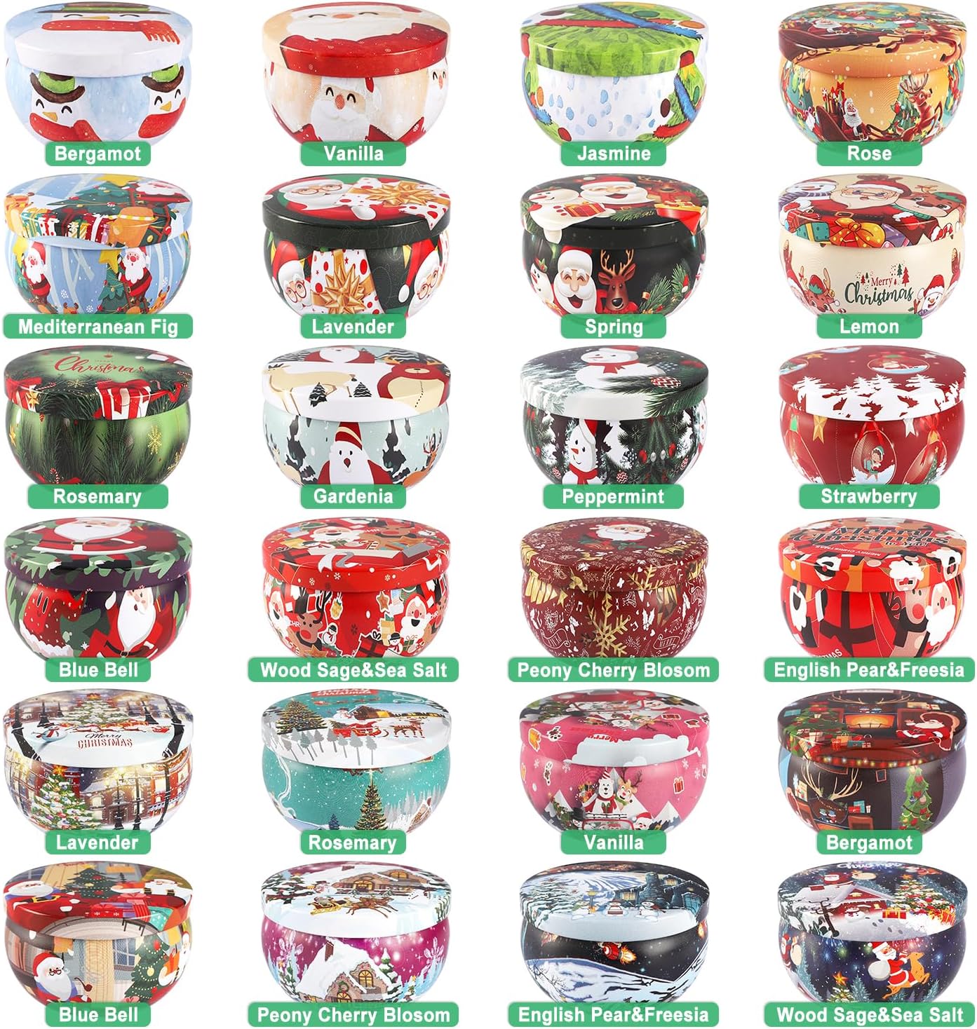24 Packs Christmas Scented Candles Gift- Aromatherapy Candle-2.5oz Soy Wax-Long Lasting Burn time, Christmas Thanksgiving Gifts, Home Decor