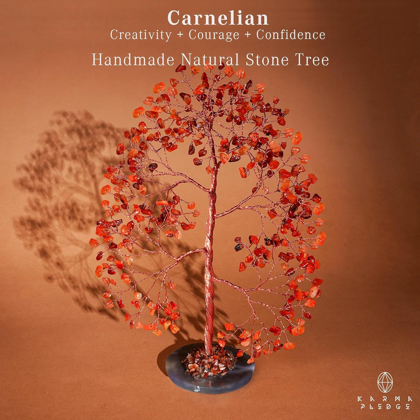 Crystal Trees for Home and Office Decoration, Carnelian Chakra Healing Crystals Feng Shui Handmade Trees for Positive Energy, Money, Good Luck, Christmas Decor, Birthday Gifts for Women, Mom