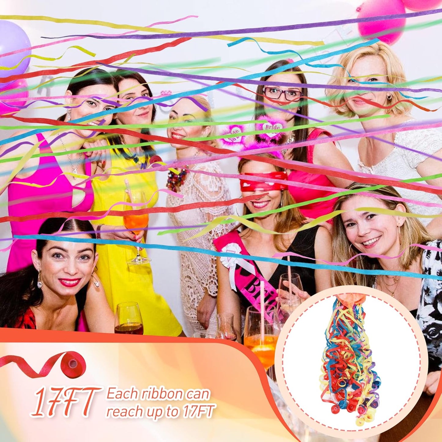 Streamer Poppers,12Pack Colorful Hand Throw Party Poppers,No Mess Confetti Poppers for Birthday,Wedding,Celebrations,School Opening,Graduation,Retirement Party (Orange)