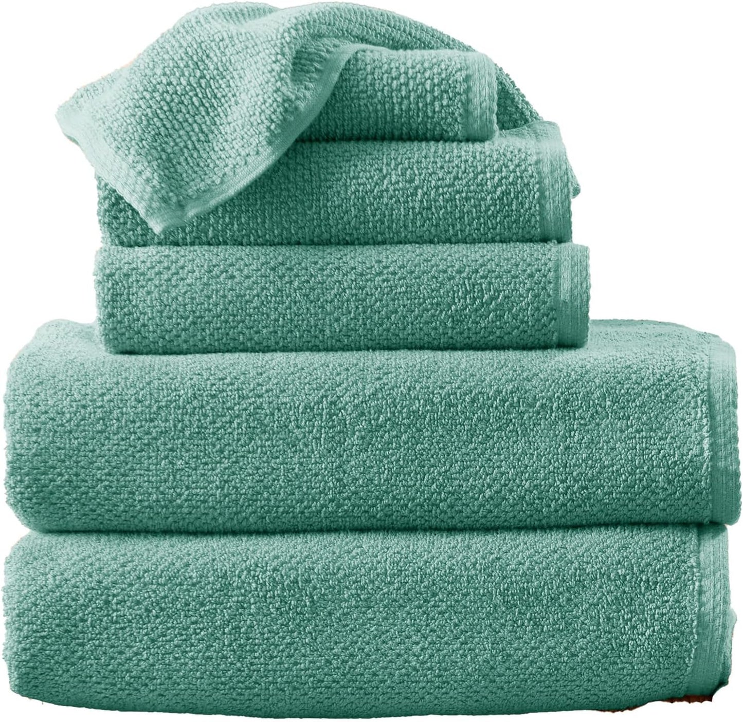 Blue Bath Towels - 100% Cotton 6 Piece Towel Set - 2 Bath Towels, 2 Hand Towels, 2 Washcloths - Absorbent, Quick-Drying, Durable Towels for Bathroom Decor - Low-Twist, Two-Ply Fibers (Mineral Blue)