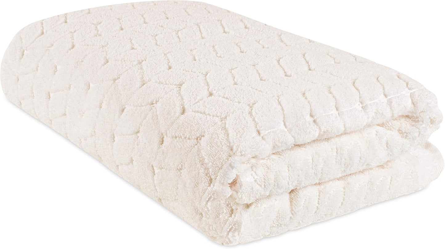 BAGNO MILANO Turkish Bath Towels, Soft Plush Jacquard Luxury Bath Towels, Quick Dry Towel Set (Cream, Bath Sheet)