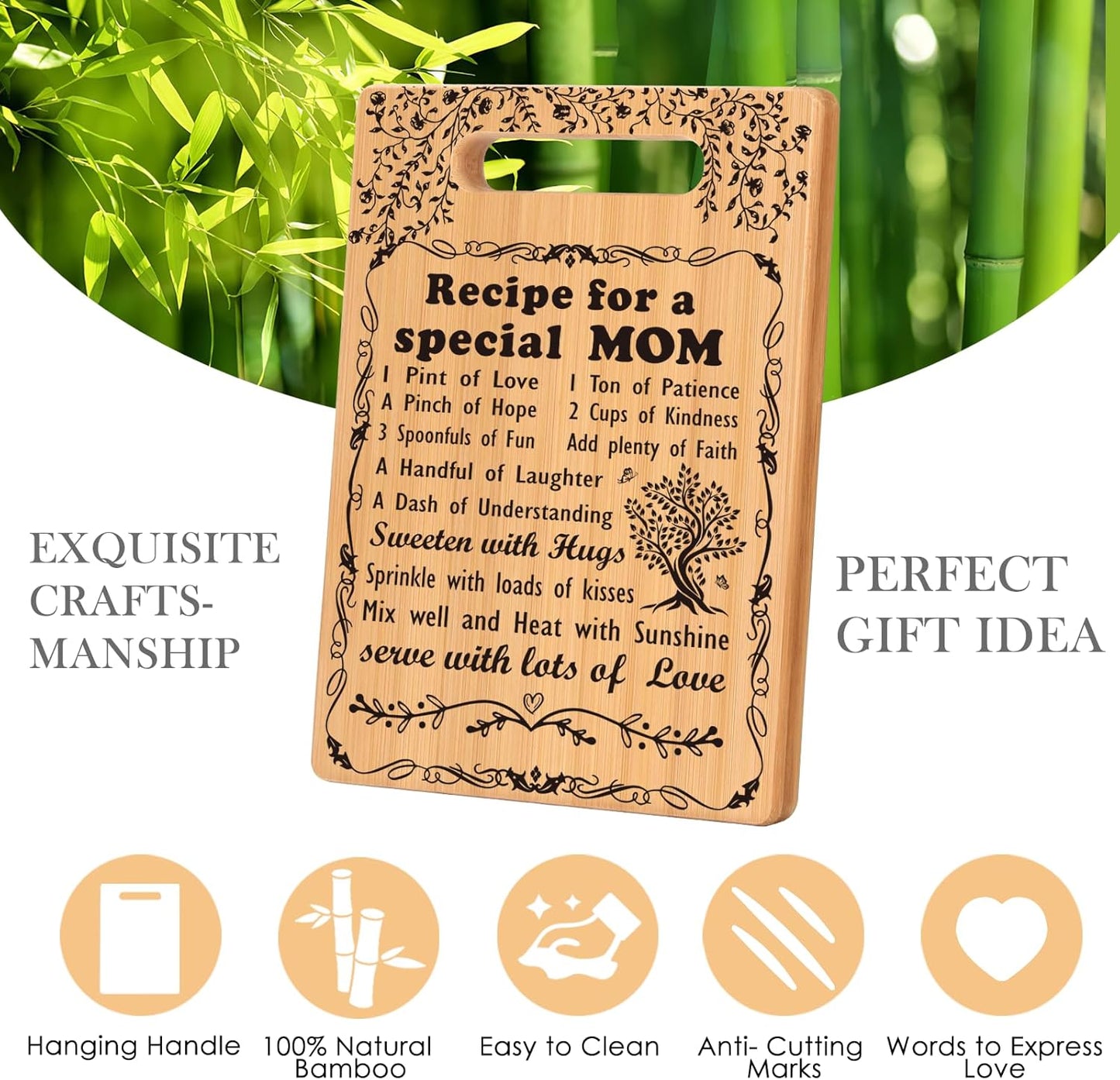 Birthday Gift for Mom Christmas Birthday Gifts from Daughter Son, I Love Mom Best Mom Ever New Single Moms Cool Christmas Mother's Day Gifts from Daughter Cutting Boards Unique Mom Gift