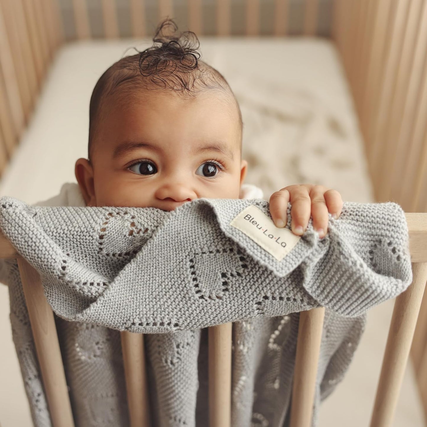 100% Cotton Unisex Heart Knit Swaddle Luxury Baby Blanket for Girls and Boys - Soft Warm Cozy Swaddling Receiving Stroller Crib Blanket for Newborns Infants Toddlers (Ivory, 0-2 Years)