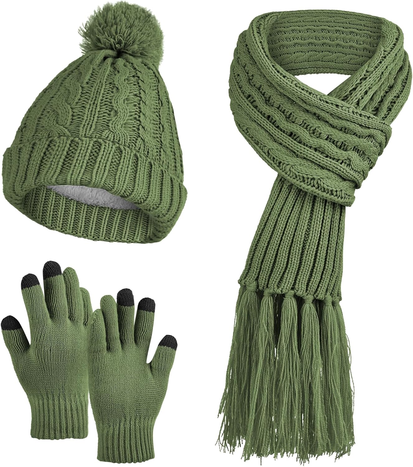 MissShorthair Womens Beanie Winter Hats 3 in 1 Knit Warm Hat Gloves and Scarf Set Women Scarves for Cold Weather