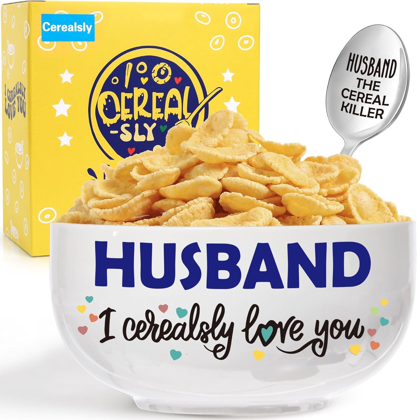 Husband Gifts from Wife, Best Wedding Anniversary Christmas Birthday Gift for Him Men from Wife, Husband I Cerealsly Love You, Romantic Cereal Bowl Presents Box