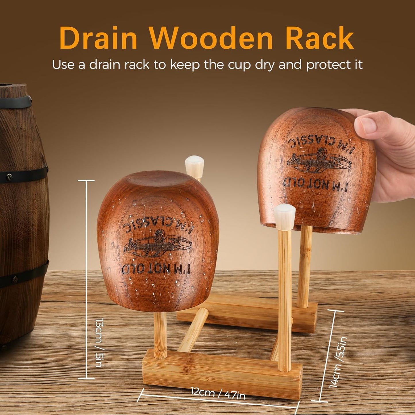 Engraved Wooden Whiskey Glasses, Old Fashioned Wood Bourbon Drinking Glass, Bourbon Gifts for Men, Dad Birthday, Retirement Gifts(1 Pack)