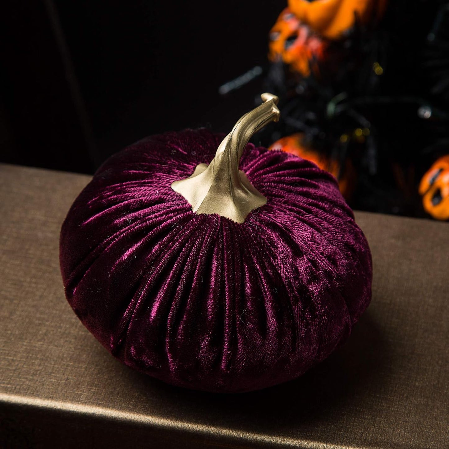Ogrmar Set of 6 Pack Handmade Velvet Pumpkins Decor,Super Soft Stuffed Pumpkin with Exquisite Craftsmanship for Fall Halloween Thanksgiving Decoration