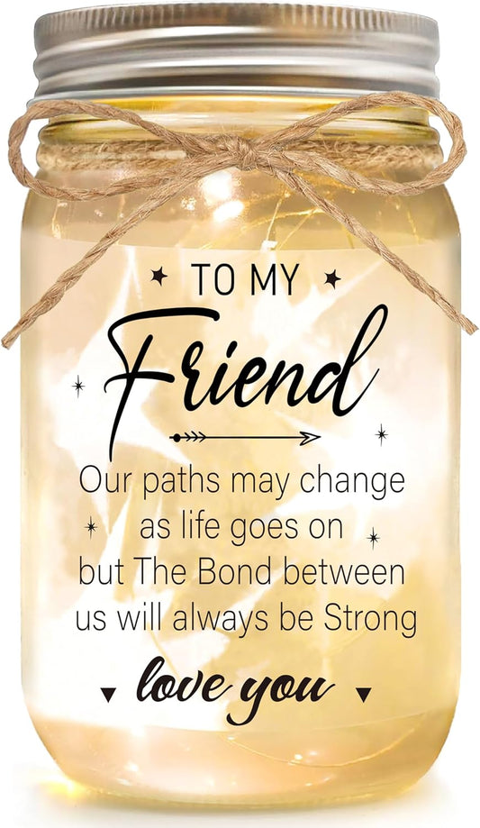 Friendship Gifts for Women, Mason Jar Night Lights for Friend, Gifts for Friends Best Friend Birthday Gifts, Thankgiving Christmas Gifts for Women,Gift for BFF (Friends 1)