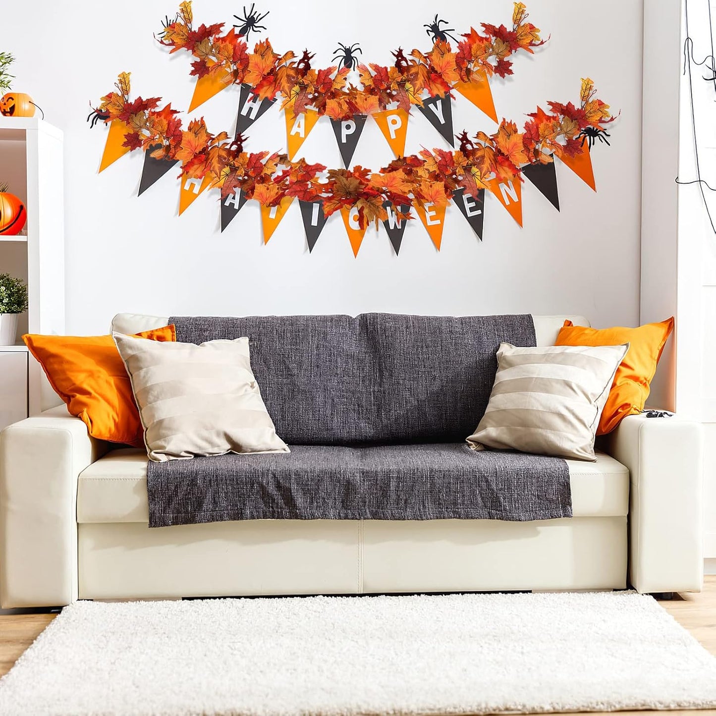 CQURE 18 Pack Fall Leaf Garland, Total 106.2Ft Artificial Fall Vines Autumn Garland Fall Maple Leaves Thanksgiving Decor for Home Wedding Fireplace Party