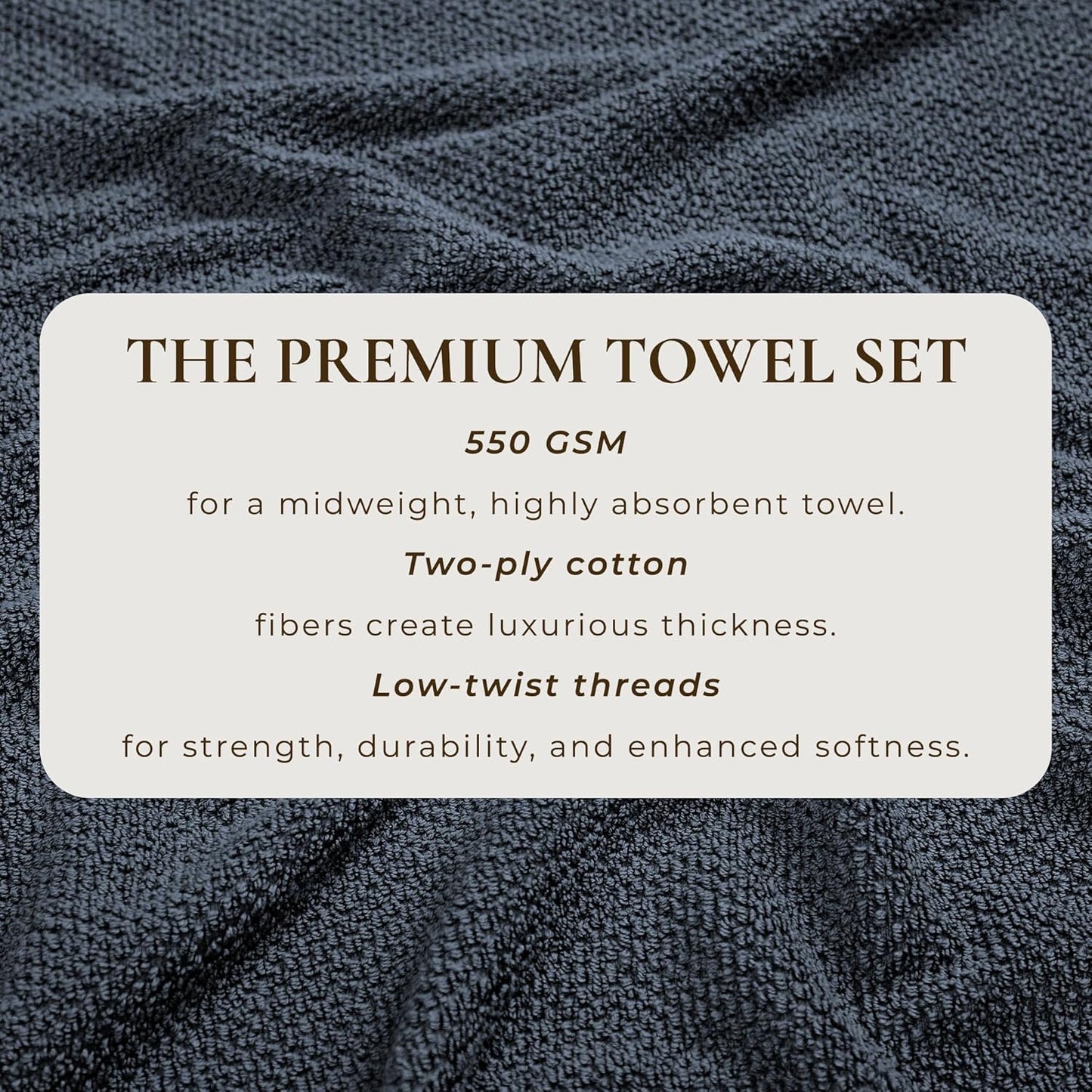 Great Bay Home Navy Hand Towels - 100% Cotton 6 Pack 26x16 Hand Towel Set - Absorbent, Quick-Drying, Durable Towels for Handroom Decor - Low-Twist, Two-Ply Fibers (Stone Blue)