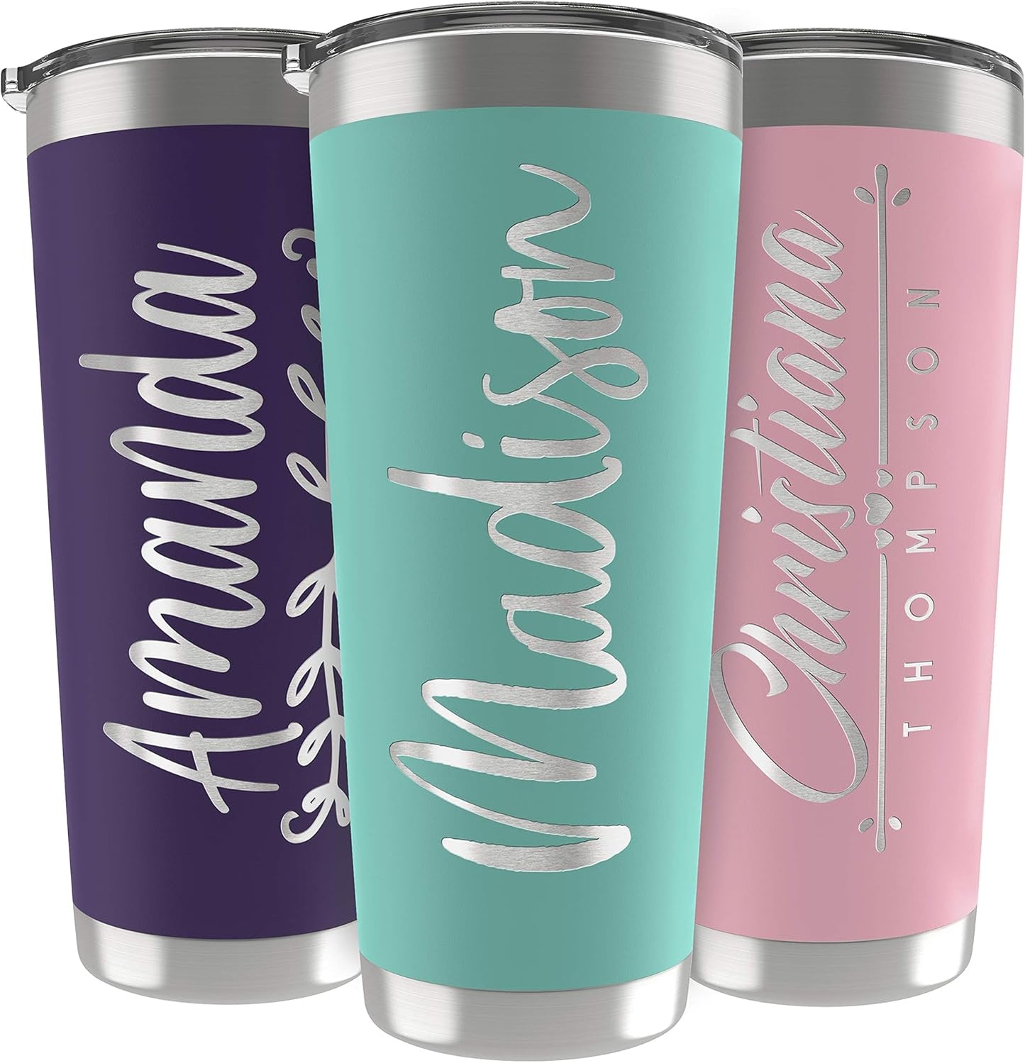 Personalized Gifts For Women - 30 Oz. Custom Tumblers w/Lid, Teal - Insulated Travel Coffee Mugs - Optional Straw Set, Stainless Steel Double Wall Coffee Tumbler Personalized Cups