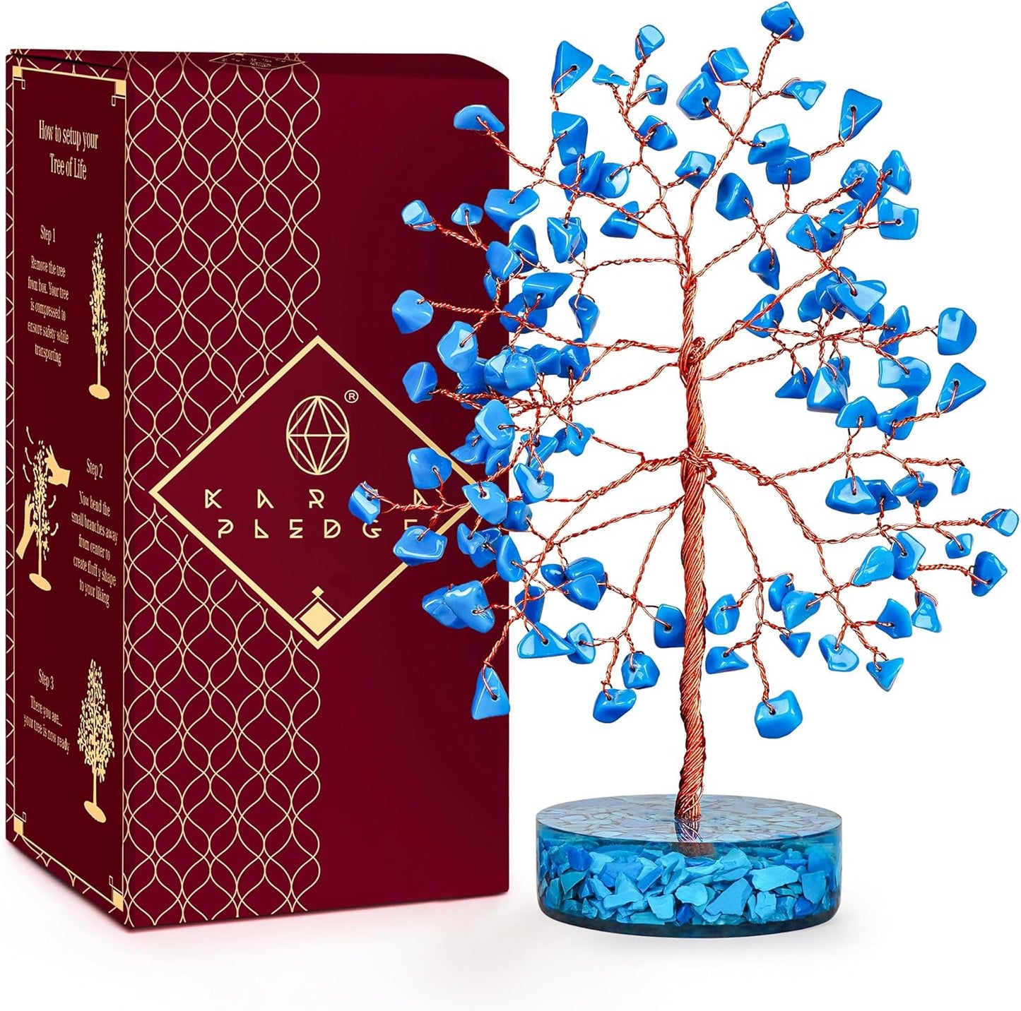 Crystal Tree for Home and Office Decor, Turquoise Chakra Healing Stones Handmade Feng Shui Bonsai Tree of Life for Positive Energy, Money, Good Luck, Christmas Decor, Birthday Gifts for Women, Mom