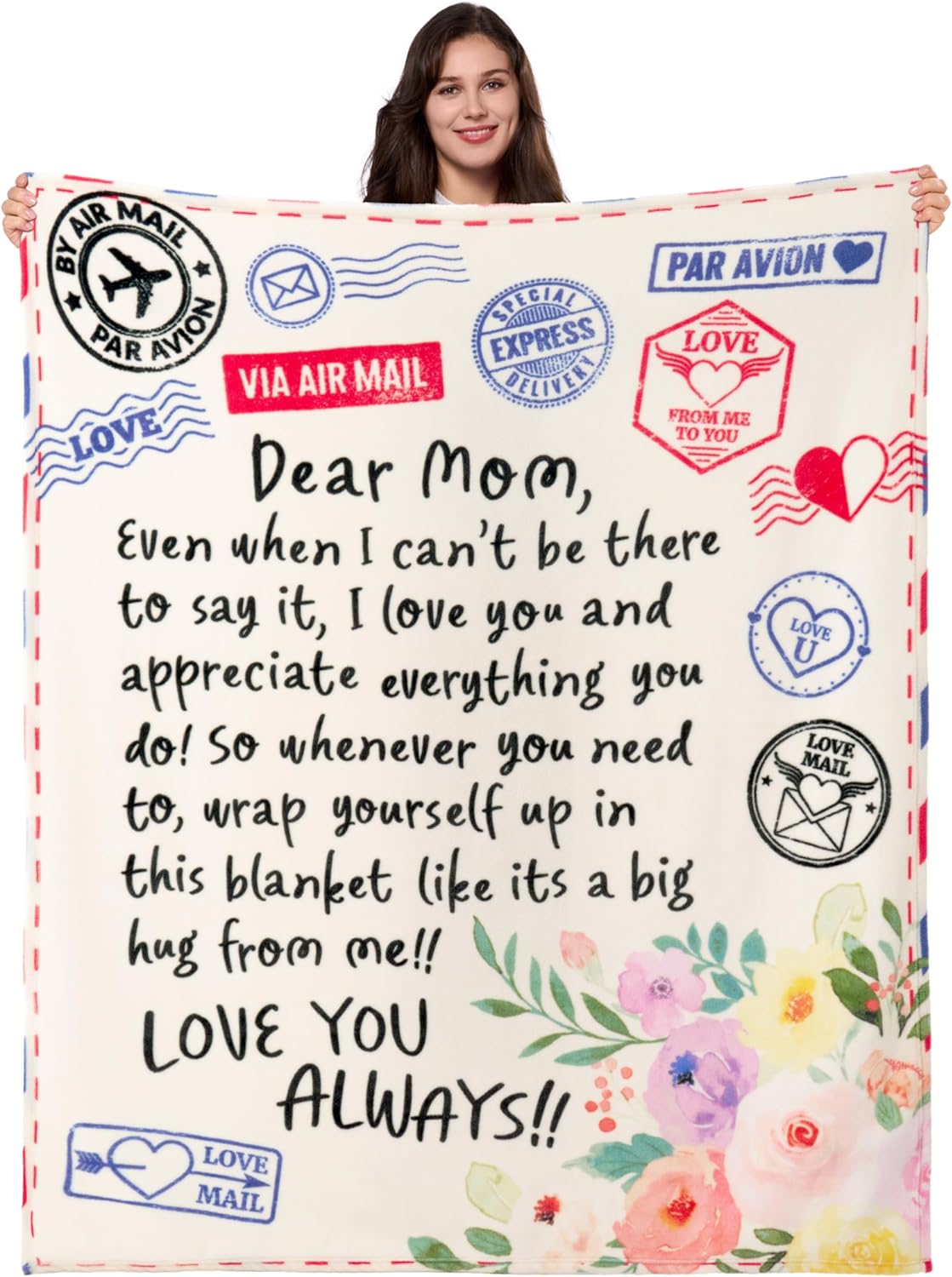 Joiedomi Mothers Day Blanket Gifts for Mom Soft Flannel Mom Blanket for Wife Grandma Birthday Present for Women from Daughter Son 50" x 60" Colorful