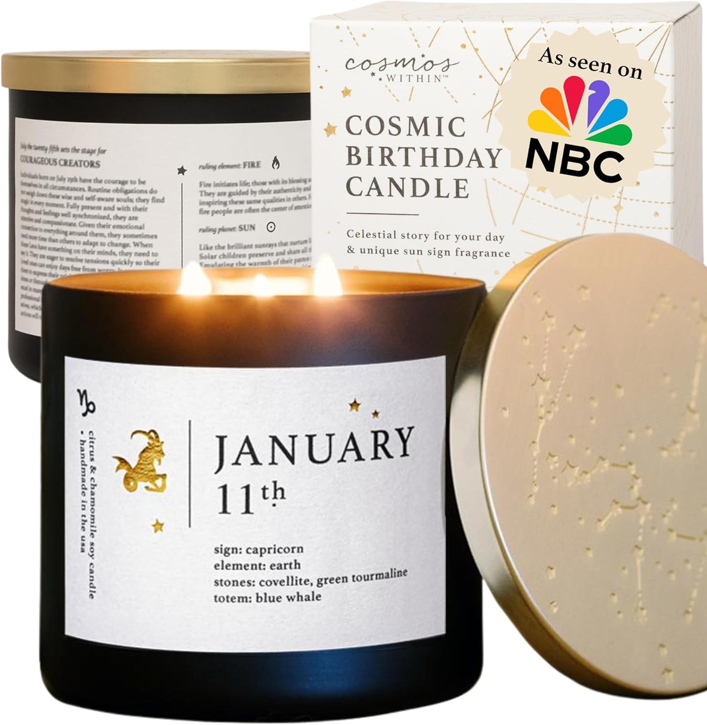 January 11th Personalized Zodiac Candle | Inspirational Astrology Reading and Daily Affirmation for Your Birthdate | Handmade Capricorn Candles | Astrology Birthday Gifts for Women