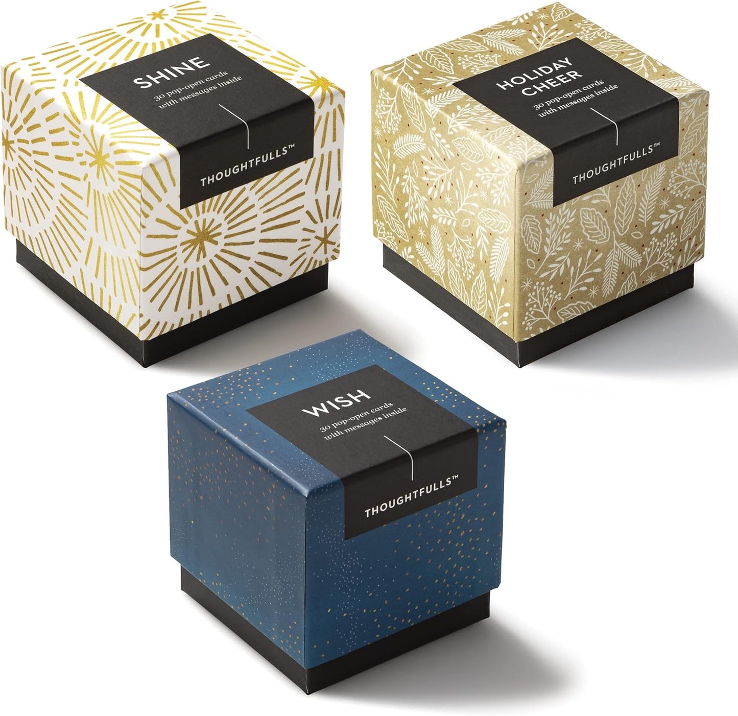 Compendium ThoughtFulls Pop-Open Cards — 3-Pack of Shine, Holiday Cheer, Wish — 90 Pop-Open Cards, Each with a Different Message Inside