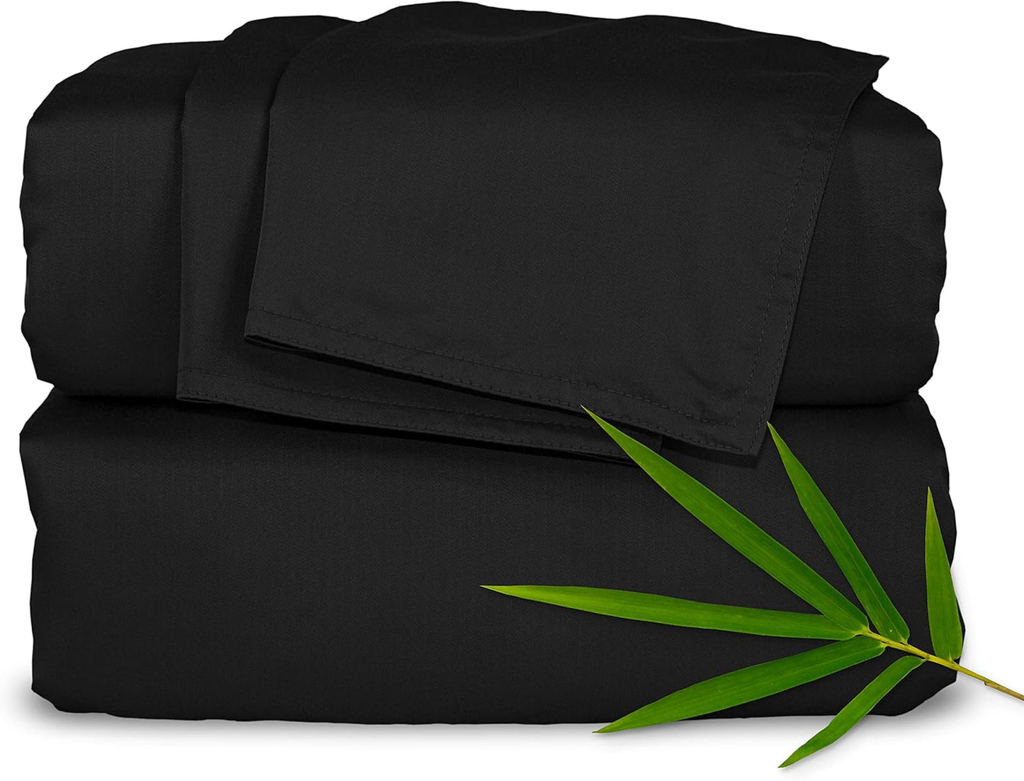 Full Sheets by Pure Bamboo, Genuine 100% Organic Viscose Derived from Bamboo Bed Sheet Set, Luxuriously Soft & Cooling, Double Stitching, Lifetime Quality Promise (Full, Black)