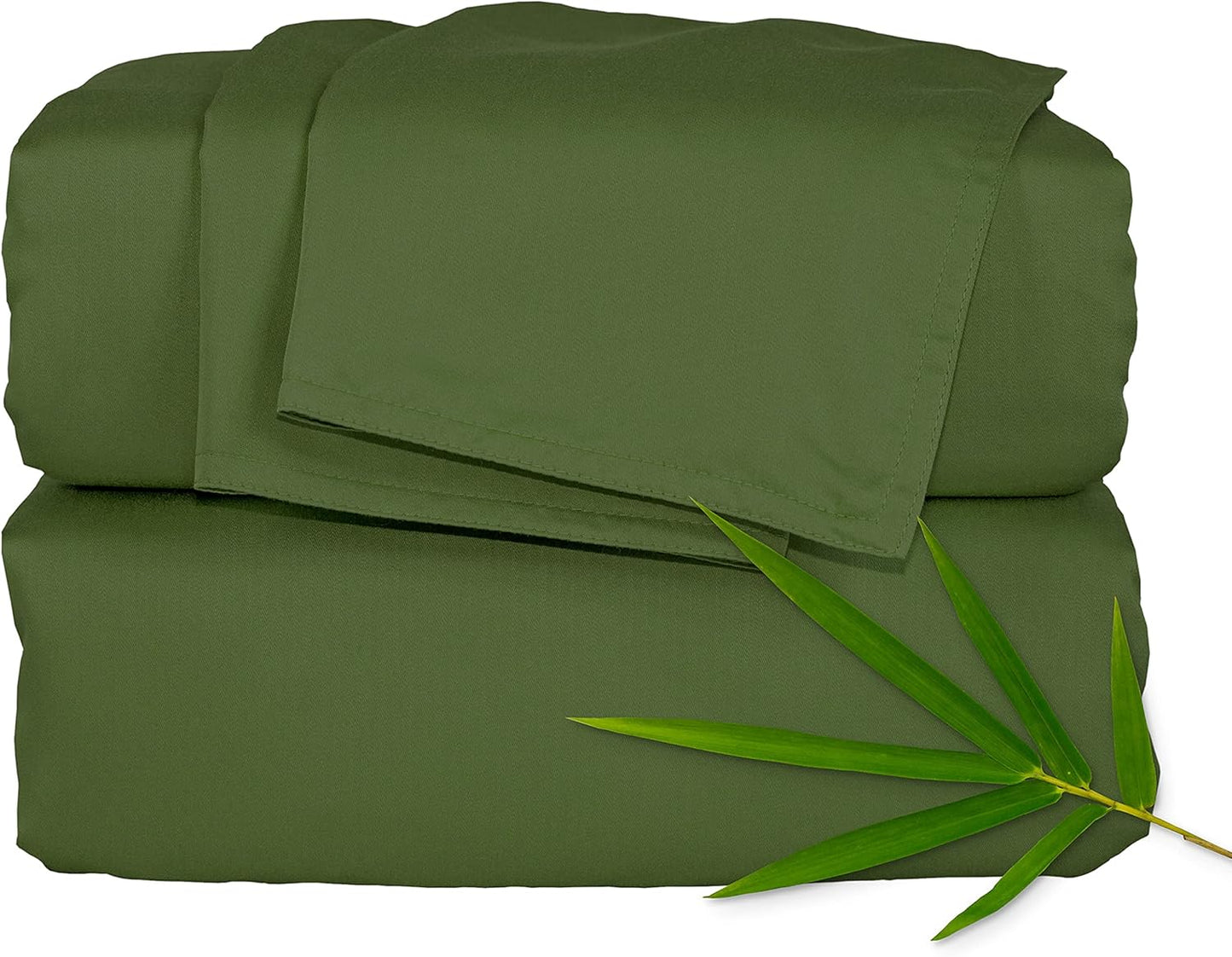 Full Sheets by Pure Bamboo, Genuine 100% Organic Viscose Derived from Bamboo Bed Sheet Set, Luxuriously Soft & Cooling, Double Stitching, Lifetime Quality Promise (Full, Pesto)